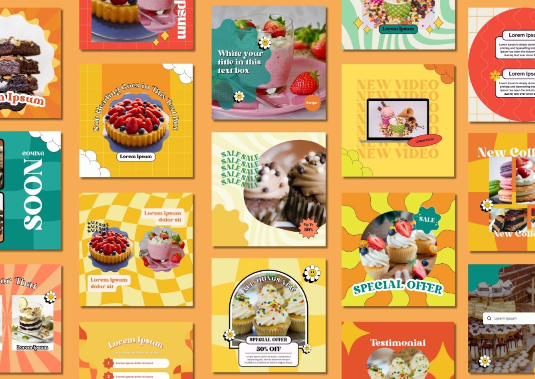 60 Dessert Retro Social Media Templates